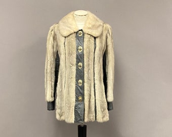 Vintage 1960’s/70’s White House Fur Salon - Spring Valley, NY - Gray Leather & Mink Jacket
