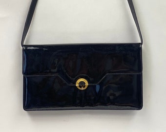 Vintage 1980's Black Patent Leather Handbag