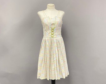 Vintage 1950's Polka Dot Pleated Sun Dress