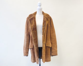 Vintage 1970's Brown Suede Shearling Jacket