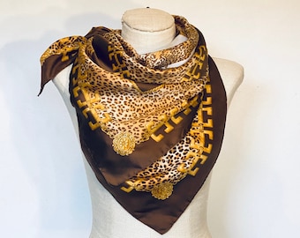 Vintage Leopard Print Large Square Scarf