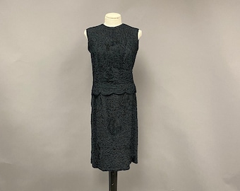 Vintage 1960's Black Woven Top and Skirt Matching Set