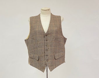 Vintage 1940's Men's Brown Houndstooth Vest / Waistcoat