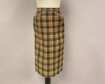 Vintage 1950's/1960's Plaid Corduroy Pencil Skirt