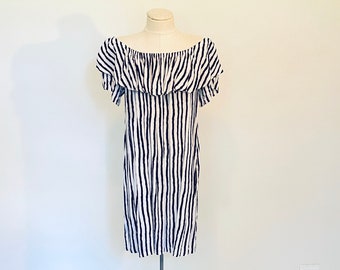 Vintage 1990's Striped Off-Shoulder Summer Dress