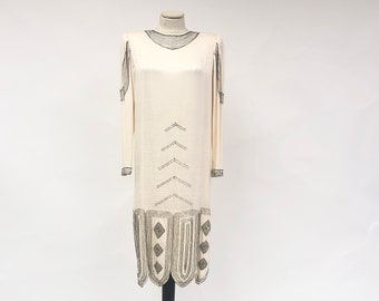 Vintage 1980's Francesca of Damon Beaded Silk Dress