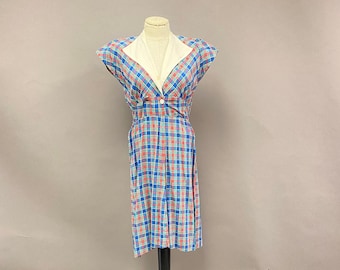 Vintage 1950's/1960's Nan Carson Plaid Dress with Large White Collar