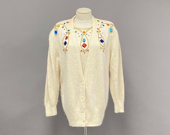 Vintage 1980's Embellished Cardigan Set