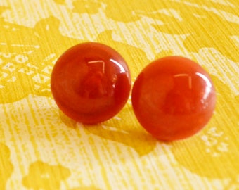 Vintage Glass Clip Earrings.  France.