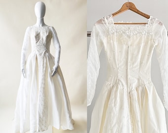 Vintage 1980's Wedding Dress - Sz S