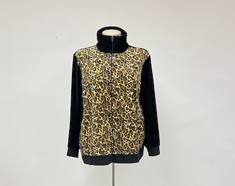 Vintage 1980's Anthony Richards Velour Cheetah Print Track Jacket