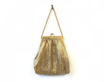 Vintage 1940's Whiting & Davis Gold Mesh Evening Bag