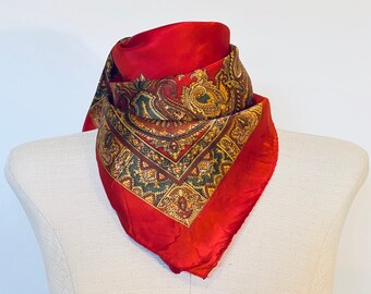 Vintage Red Patterned Scarf