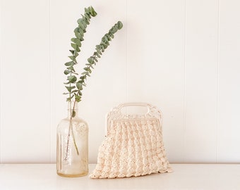 Vintage 1950's/60's Ivory Crochet Handbag