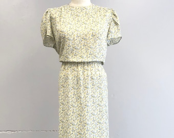 Vintage 1950's Alison Peters Floral Print Short Sleeve Summer Dress