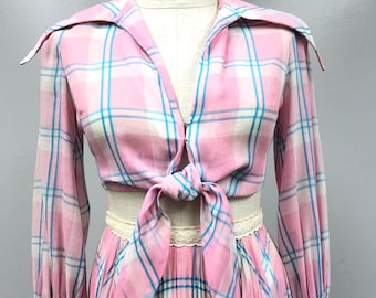 Vintage 1960's/70's Eloise Curtis Plaid Top & Pleated Skirt Set