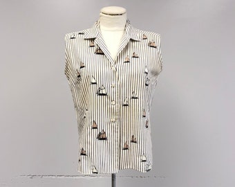 Vintage 50's Boat Print Blouse