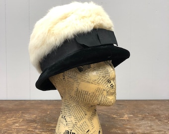 Vintage 1960's Rabbit Fur and Velvet Hat