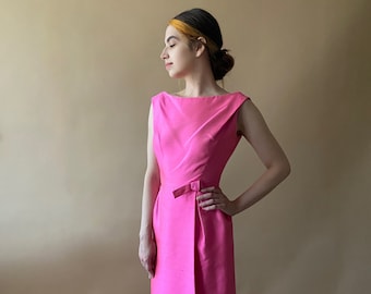 Vintage 1950's/1960's Hot Pink Dress with Bow