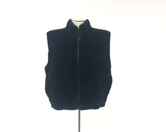 Vintage Faux Fur & Brocade Reversible Vest