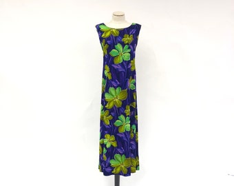 Vintage 1960's Hawaiian Print Floral Maxi Dress