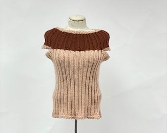 Vintage 1960's Hand Knit Sleeveless Sweater