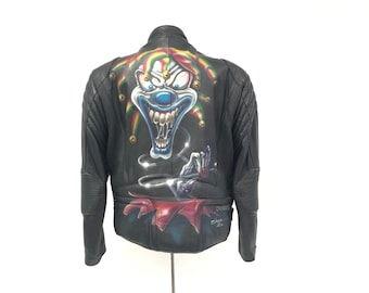 Vintage 1980's Hand Painted Leather Jacket