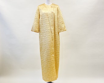 Vintage 1960's Gold Brocade Silk Floor Length House Coat
