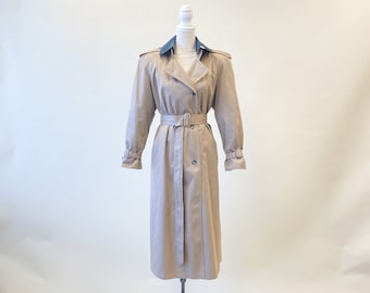 Vintage 1970's/80's J.G. Hook Trench Coat with Wool Plaid Removable Collar and Lining