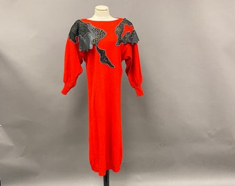 1980's Sonia Rykiel Handmade Red Sweater Dress