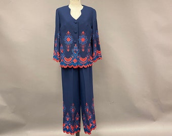 Vintage 1980's Embroidered Suit