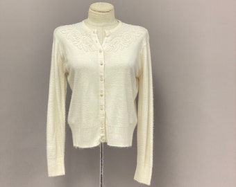 Vintage 1950's/60's Ivory Beaded Cardigan