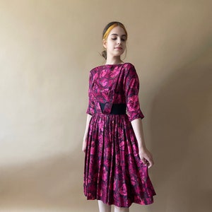 Vintage 1950's/1960's Pink Rose Floral Dress image 1