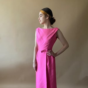 Vintage 1950's/1960's Hot Pink Dress with Bow image 1