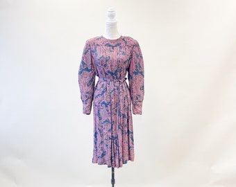 Vintage 1980's Jackie Bernard for EKLEKTIC Purple Paisley Print Dress