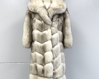 Vintage Silver Fox Fur Coat with 2 Detachable Extenders