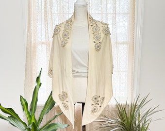 Vintage 1950's Jewel and Pearl Embellished Shawl