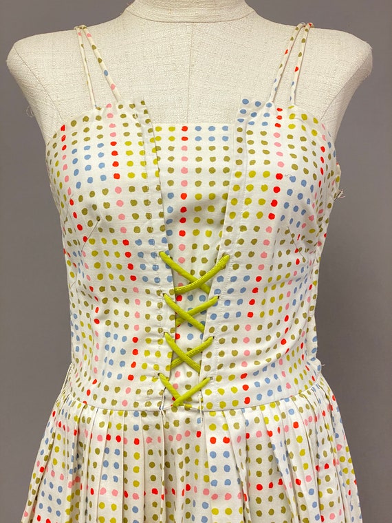 Vintage 1950's Polka Dot Pleated Sun Dress - image 3