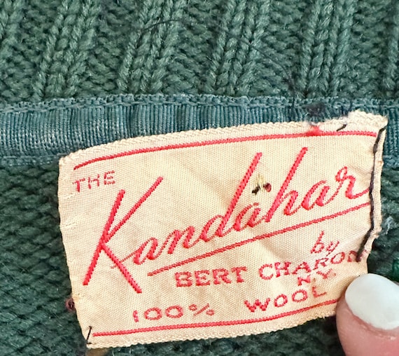 Vintage 1940's Kandahar by Bert Charon Green Wool… - image 6