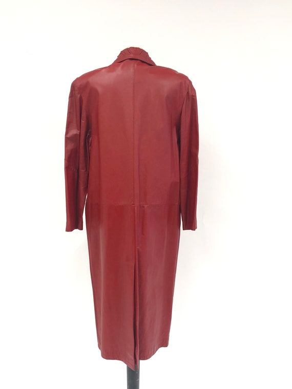 Vintage 1980's Charles Klein Red Leather Trench C… - image 7