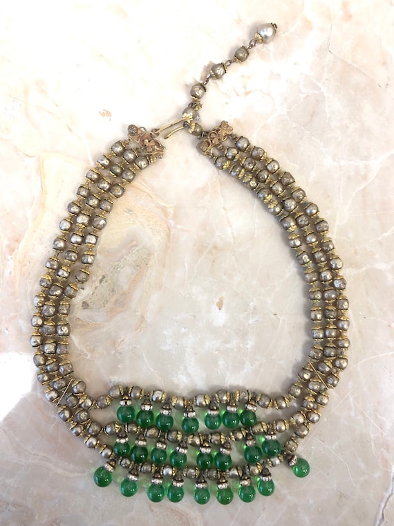 Vintage Gold and Lucite Beaded Necklace - image 8