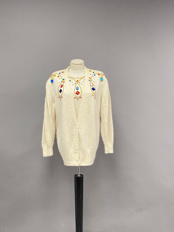 Vintage 1980's Embellished Cardigan Set Gem