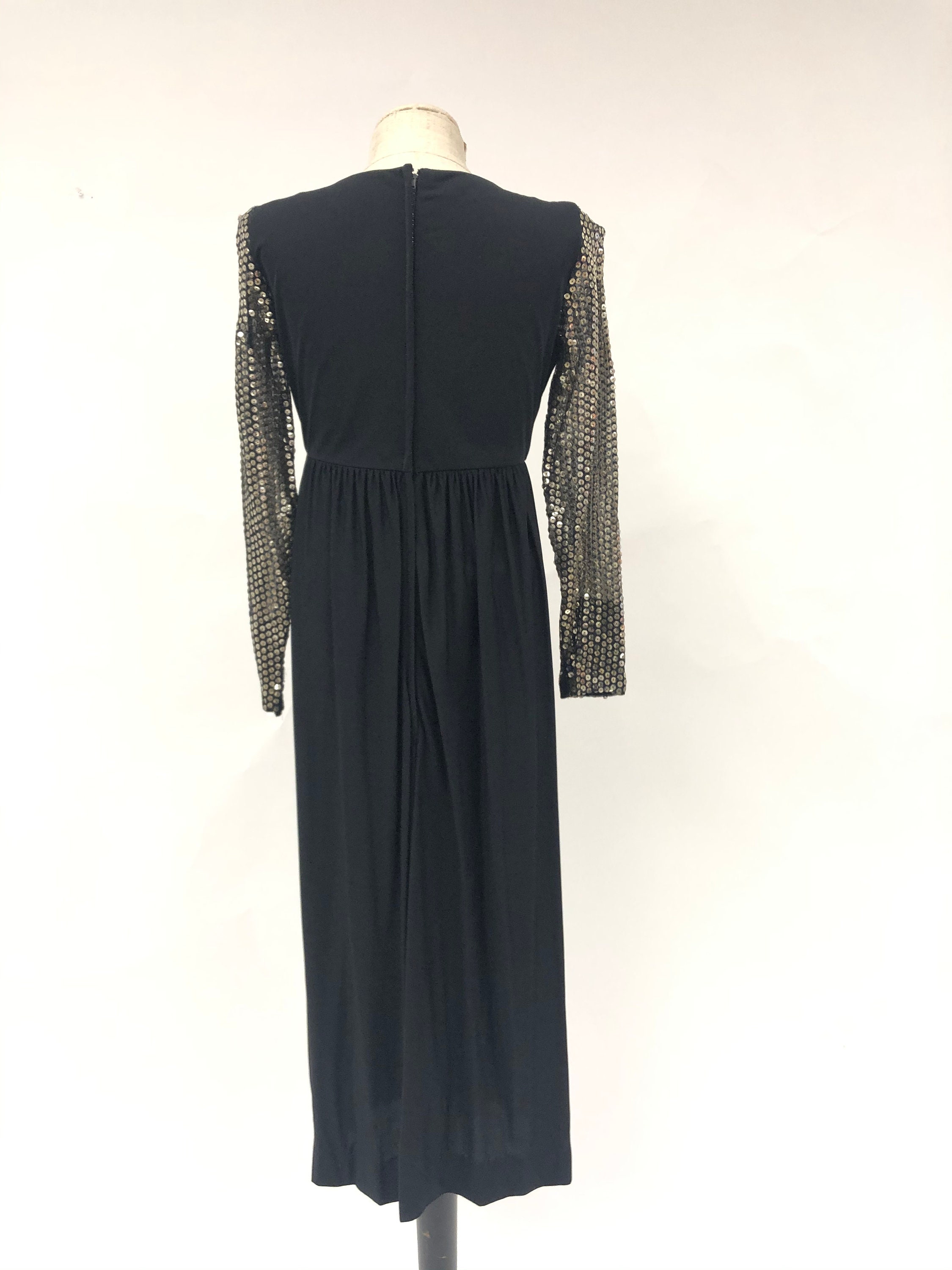 Vintage 1970's Evening Dress With Sequin Sleeves - Etsy UK