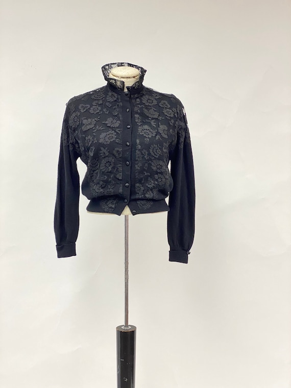 Vintage 1950's Cashmere & Lace Cardigan