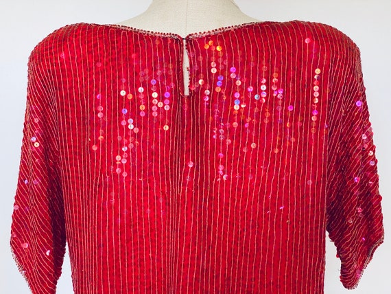 Vintage 1980's Red Sequin Blouse - image 8