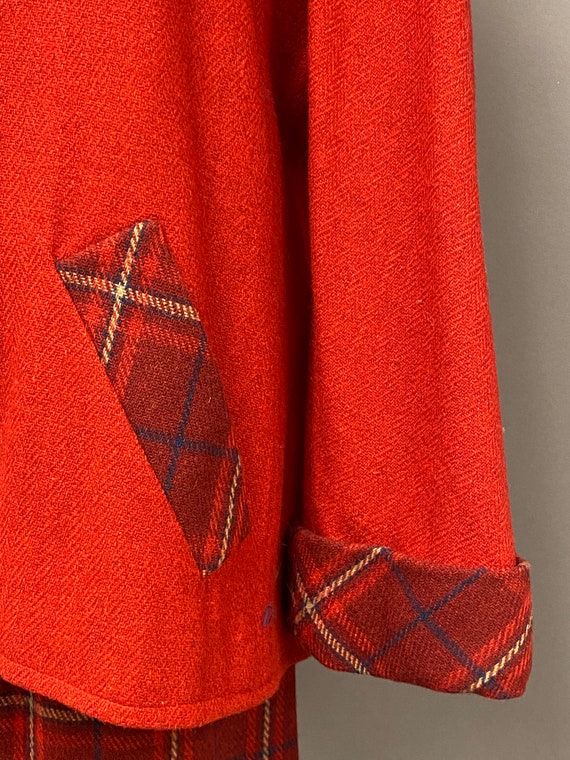 Vintage 1940’s Red Plaid Wool Jacket and Skirt Set - image 5