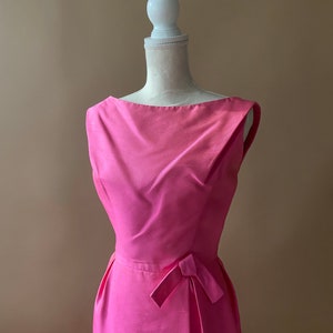 Vintage 1950's/1960's Hot Pink Dress with Bow image 6