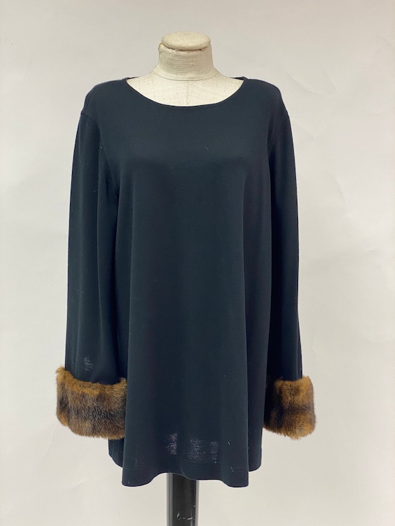 Vintage 1980's Tunic With Faux Fur Cuffs - image 2