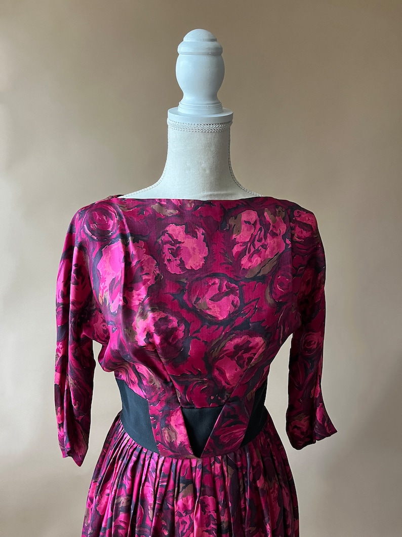 Vintage 1950's/1960's Pink Rose Floral Dress image 4