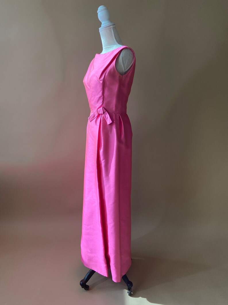 Vintage 1950's/1960's Hot Pink Dress with Bow image 7